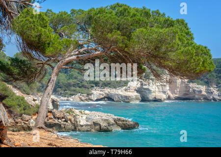 Cala Mitjana et Cala Mitjaneta à Minorque, Îles Baléares, Espagne Banque D'Images