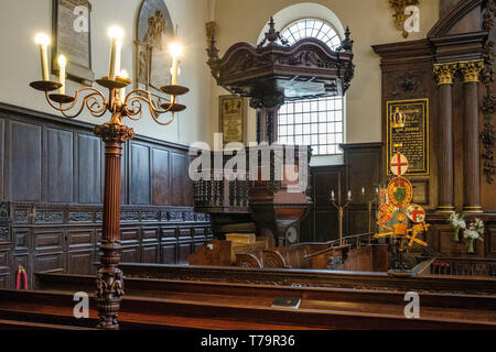 L'église paroissiale de St Mary Abchurch Abchurch Lane, Londres, Banque D'Images