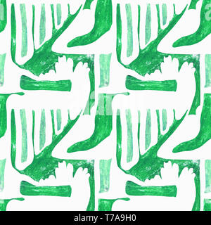 Seamless abstract pattern. Formes géométriques vert sur fond blanc. Ornement rythmique contrastant avec des éléments. Banque D'Images