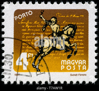 Timbre-poste de la Hongrie en port dû, la série émise en 1987 Banque D'Images