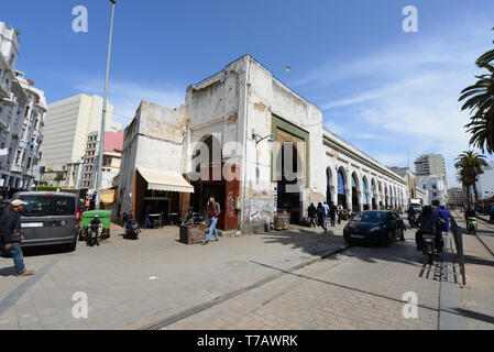 La place du marché central sur le boulevard Mohammed V à Casablanca. Banque D'Images