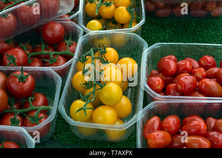 Barquettes de tomates en plastique Banque D'Images