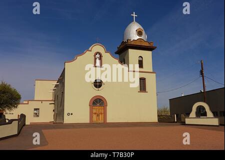 EL PASO, TX - 23 MAR 2019- Vue du monument Ysleta Mission church situé dans l'Ysleta del Sur Pueblo à El Paso, au Texas. Banque D'Images