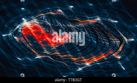 Nouvelle technologie futuriste rougeoyant, générée par ordinateur résumé fond, 3D Rendering Banque D'Images