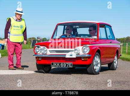 Classic vintage 1970 Triumph Herald convertible Archerfield arrivant Estate,North Berwick Rotary Club Voiture Classique Tour 2019, East Lothian, Scotland UK Banque D'Images