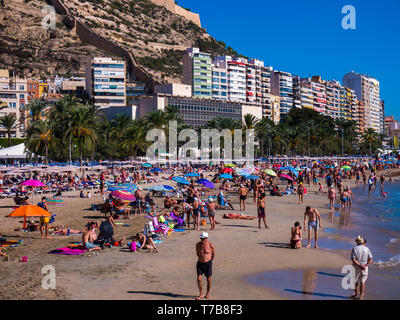 Playa del Postiguet. Alicante. Communauté de Valence. España Banque D'Images