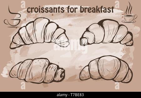 Illustration vecteur Croissant dessiné à la main Banque D'Images