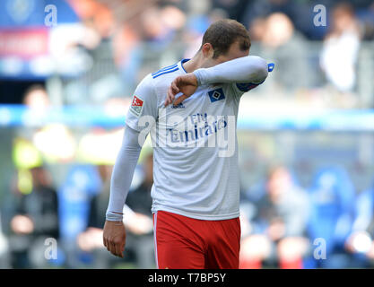 Hamburg, Deutschland. 04 mai, 2019. Pierre-Michel LASOGGA (HH), frustré, frustré, déçu, déçu, découragé, défaite, football 2. Bundesliga, 32e journée, Hambourg Hambourg Hambourg (HH) - FC Ingolstadt 04 (EN) 0 : 3, à 04.05. 2019 à Hambourg/Allemagne. ¬ | Conditions de crédit dans le monde entier : dpa/Alamy Live News Banque D'Images