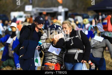 Collectionneur, Canberra la capitale de l'Australie. 5 mai, 2019. Les gens prennent vos autoportraits sur le Festival de la citrouille dans le collecteur, d'une demi-heure de route de la capitale australienne Canberra, le 5 mai 2019. Le Village de collection Festival de la citrouille, qui tombe sur le premier dimanche de mai, est dans sa 16e année. Le Village de collection qui est normalement tranquille a été transformé en un parc d'amusement le dimanche, attire des visiteurs de grandes villes pour ralentir et profiter de la vie idyllique. Credit : Pan Xiangyue/Xinhua/Alamy Live News Banque D'Images