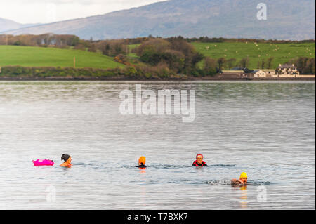 Bantry, West Cork, Irlande. 6 mai, 2019. Les nageurs de la "nef" joints swimming club a pris de l'eau ce matin pour une banque Maison de nager. La journée avait commencé terne et couvert, mais il n'a été ensoleillé tout au long de la journée. Credit : Andy Gibson/Alamy Live News. Banque D'Images