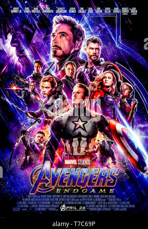 Avengers : Endgame (2019) réalisé par Anthony et Joe Russo, avec Bradley Cooper, Brie Larson et Chris Hemsworth. Conclusion épique et 22e film dans l'univers cinématographique de Marvel. Banque D'Images