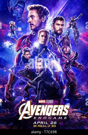 Avengers : Endgame (2019) réalisé par Anthony et Joe Russo, avec Bradley Cooper, Brie Larson et Chris Hemsworth. Conclusion épique et 22e film dans l'univers cinématographique de Marvel. Banque D'Images