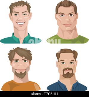 Vector set d'avatars masculins et féminins stylisés Illustration de Vecteur