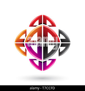 Vector Illustration de l'orange et le rouge d'ornement abstrait formes Bow isolé sur fond blanc Banque D'Images