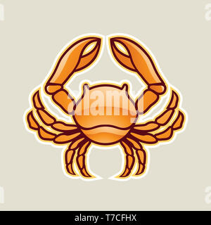 Vector Illustration de crabe ou brillant Orange Icône Cancer isolé sur fond blanc Banque D'Images