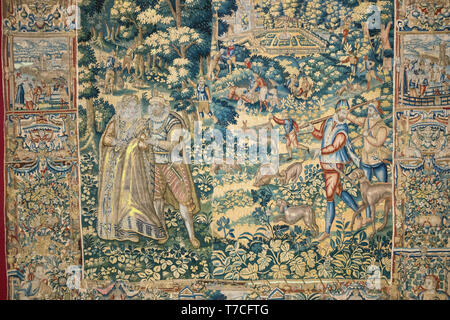 Editorial : Fécamp, Seine-maritime, FRANCE, Septembre 16, 2018 - tapisserie médiévale à l'abbaye bénédictine illustrant la campagne Banque D'Images
