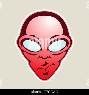 Vector Illustration de l'icône rouge tête Alien Cartoon isolé sur fond blanc Banque D'Images