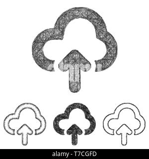 Télécharger Cloud icon set - croquis d'art en ligne Illustration de Vecteur