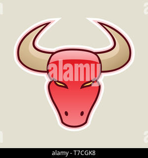 Vector Illustration de l'icône rouge Strong Bull isolé sur un fond blanc Banque D'Images