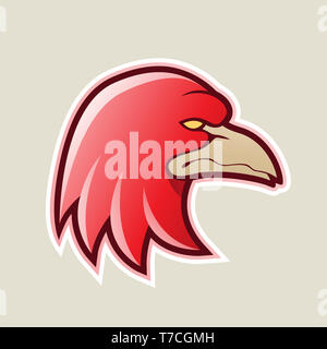 Illustration Vecteur de Red Eagle Head Icône Cartoon isolé sur fond blanc Banque D'Images