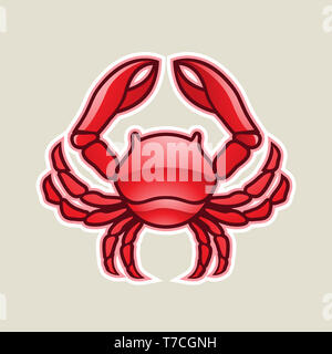 Illustration Vecteur de brillant rouge Crabe ou icône Cancer isolé sur fond blanc Banque D'Images