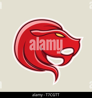 Vector Illustration de Red Lion ou icône Leo isolé sur fond blanc Banque D'Images