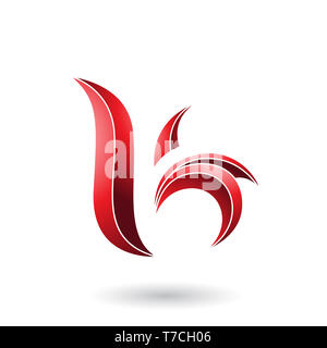 Vector Illustration de rayures rouge en forme de feuilles de lettre B ou K isolé sur fond blanc Banque D'Images