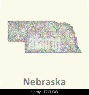 Carte d'art de la ligne du Nebraska Illustration de Vecteur