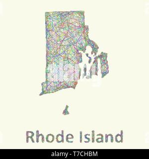 Carte d'art de la ligne de Rhode Island Illustration de Vecteur