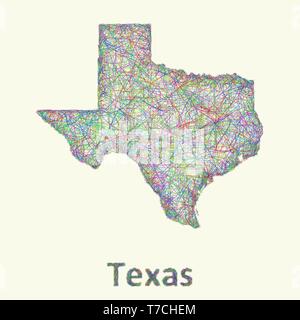 Carte d'art en ligne texas Illustration de Vecteur