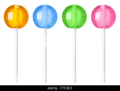 Lollipop différentes couleurs appliquée isolé sur fond blanc Banque D'Images