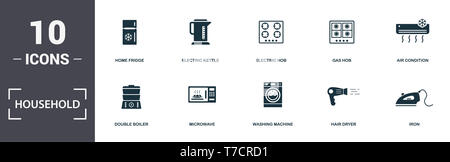 Les icons set collection. Comprend des éléments simples tels que l'accueil d''un réfrigérateur, bouilloire électrique, cuisinière électrique, cuisinière à gaz, air conditionné, four micro-ondes et a été Banque D'Images