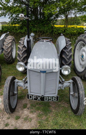 Vintage tourner le tracteur de Ightham Mote, National Trust, Kent, Fergie, gris Banque D'Images