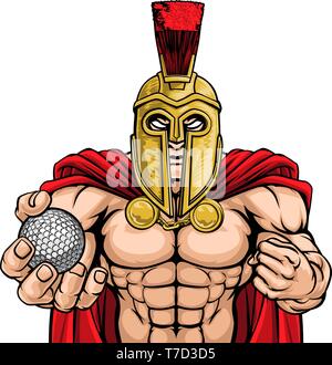 Trojan Spartan Sports Golf Mascot Illustration de Vecteur