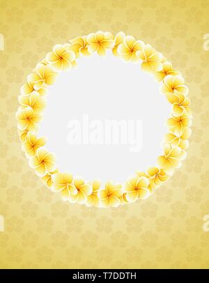Fleur de Plumeria fleurs autour de tables rondes. Carte postale fleurs tropicales Illustration de Vecteur