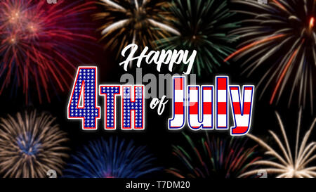 Heureux le 4 juillet Accueil avec un fond noir Banque D'Images