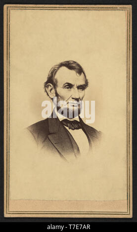 Le président américain Abraham Lincoln, Head and shoulders portrait, photographie de la reproduction de la gravure d'après Photo par Anthony Berger le 9 février 1864 Banque D'Images