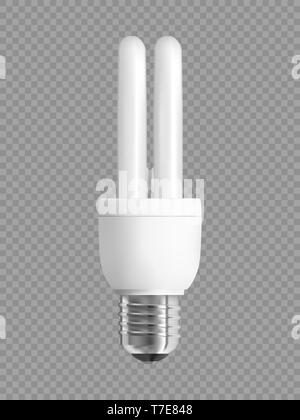 Ampoule à économie d'énergie sur fond transparent. Vector illustration réaliste. Illustration de Vecteur