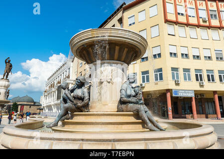 Olympia-village Monument et fontaine, Skopje, Macédoine Banque D'Images