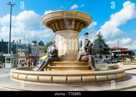 Olympia-village Monument et fontaine, Skopje, Macédoine Banque D'Images