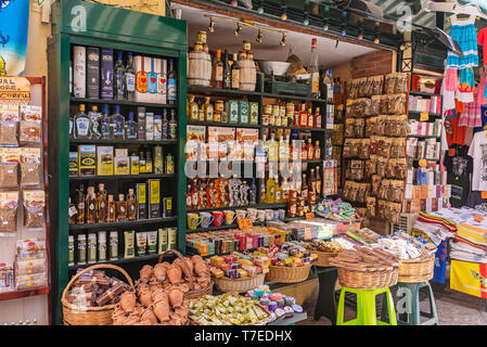 Boutique de souvenirs, vieille ville, Kerkyra, Corfou, îles Ioniennes, Grèce Banque D'Images