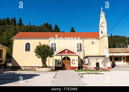 Église, Peroulades, l'île de Corfou, îles Ioniennes, Grèce Banque D'Images