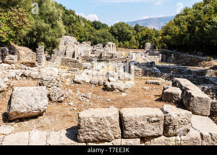 Sanctuaire d'Asclépios, prytanée, ville ancienne, antiquité, d'excavation, Butrint, Saranda, Albanie Banque D'Images