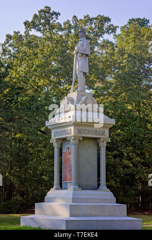 Le Michigan est un monument érigé à Shiloh National Military Park, 21 septembre 2016, à Silo, Tennessee. Le parc commémore la bataille de Shiloh. Banque D'Images