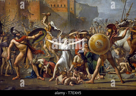 L'intervention de la Sabine femmes 1799 Peinture de Jacques-Louis David 1748 peintre Français France. (Montrant un épisode légendaire suite à l'enlèvement des Sabines de par la génération fondatrice de Rome,) Banque D'Images