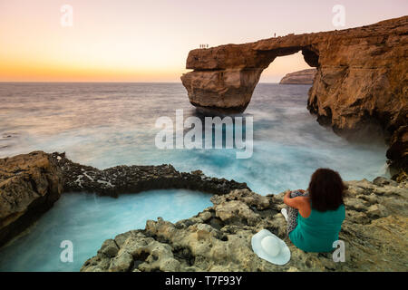 Malte, Gozo, Dwejra Azure Window Rock Arch (MR) Banque D'Images