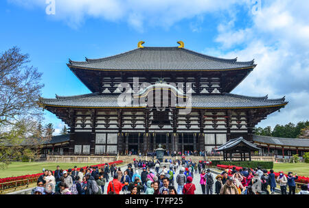 Nara, Japon - Apr 10, 2019. Personnes visitent le Temple Todaiji à Nara, au Japon. Temple Todai-ji de Nara est l'attraction touristique la plus populaire et un patrimoine de l'UNESCO s'asseoir Banque D'Images