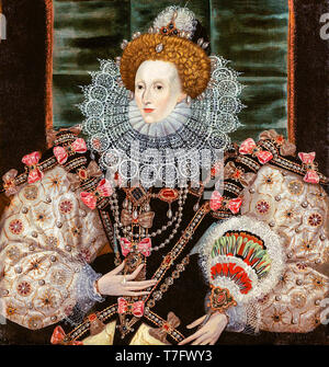 La reine Elizabeth I Maalouf (), portrait, peinture de l'école anglaise d'après George Gower, ch. 1600-1620 Banque D'Images