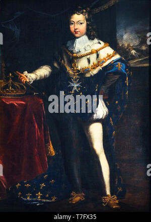 Portrait de Louis XIV en tant qu'enfant à Coronation robes, attribuée à Henri Testelin, fin du 17e siècle Banque D'Images