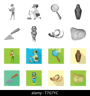 L'objectif,archéologue,maman,OUTIL,sarcophage,corne,rock,les droits,fille,verre,truelle,pharaon tusk,Black,amphora,sol,Egypte,creuser,,égyptien,mammouth figure,emploi,loupe,ciel,mort,réparer,tomb zoom,histoire,construction,articles,musée,attributs,archéologie,historique,recherche,de,bien,Travail,découverte,set,icône,,illustration,collection,isolé,design,graphisme,élément vecteur vecteurs,signer , Illustration de Vecteur